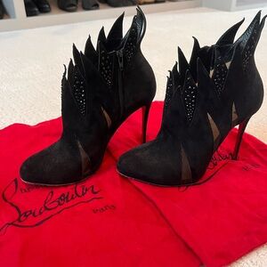 Christian Louboutin Booty FOLLETTERIA FLAME 100MM sz 36.5 in Black